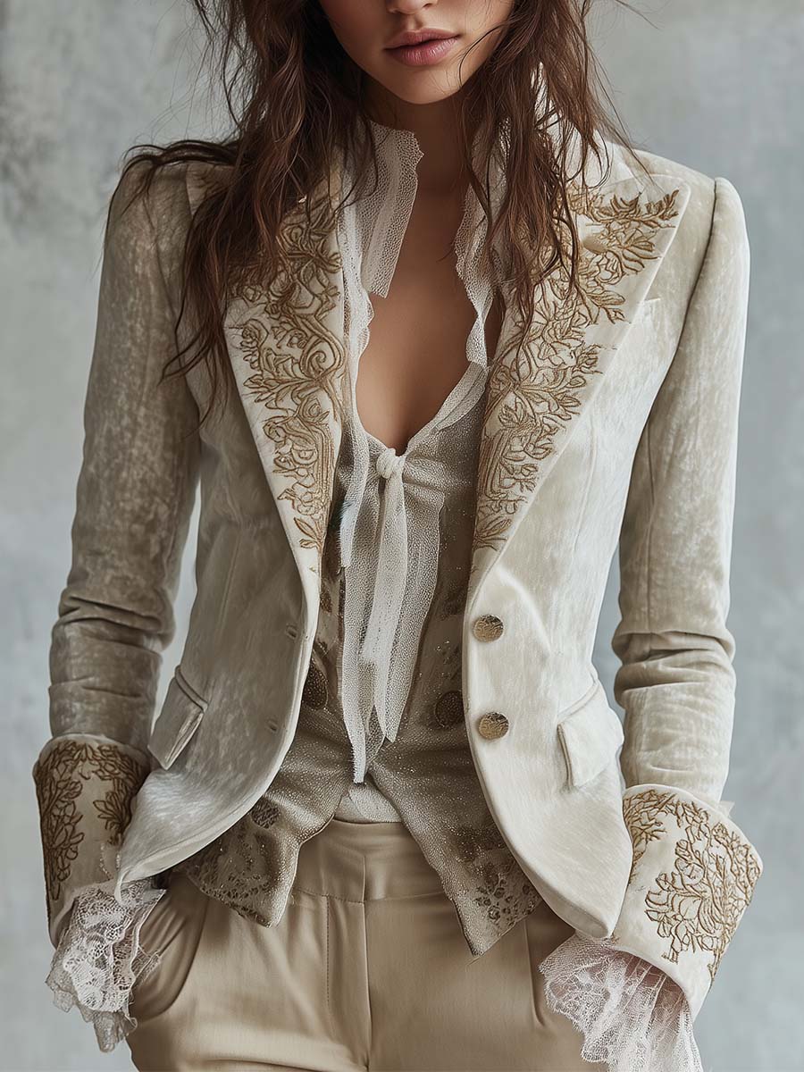 Brigitte – Blazer brodé ivoire