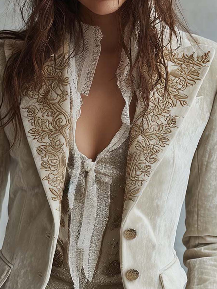 Brigitte – Blazer brodé ivoire