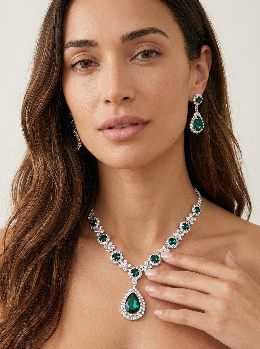 Valentine – parure en cristal vert