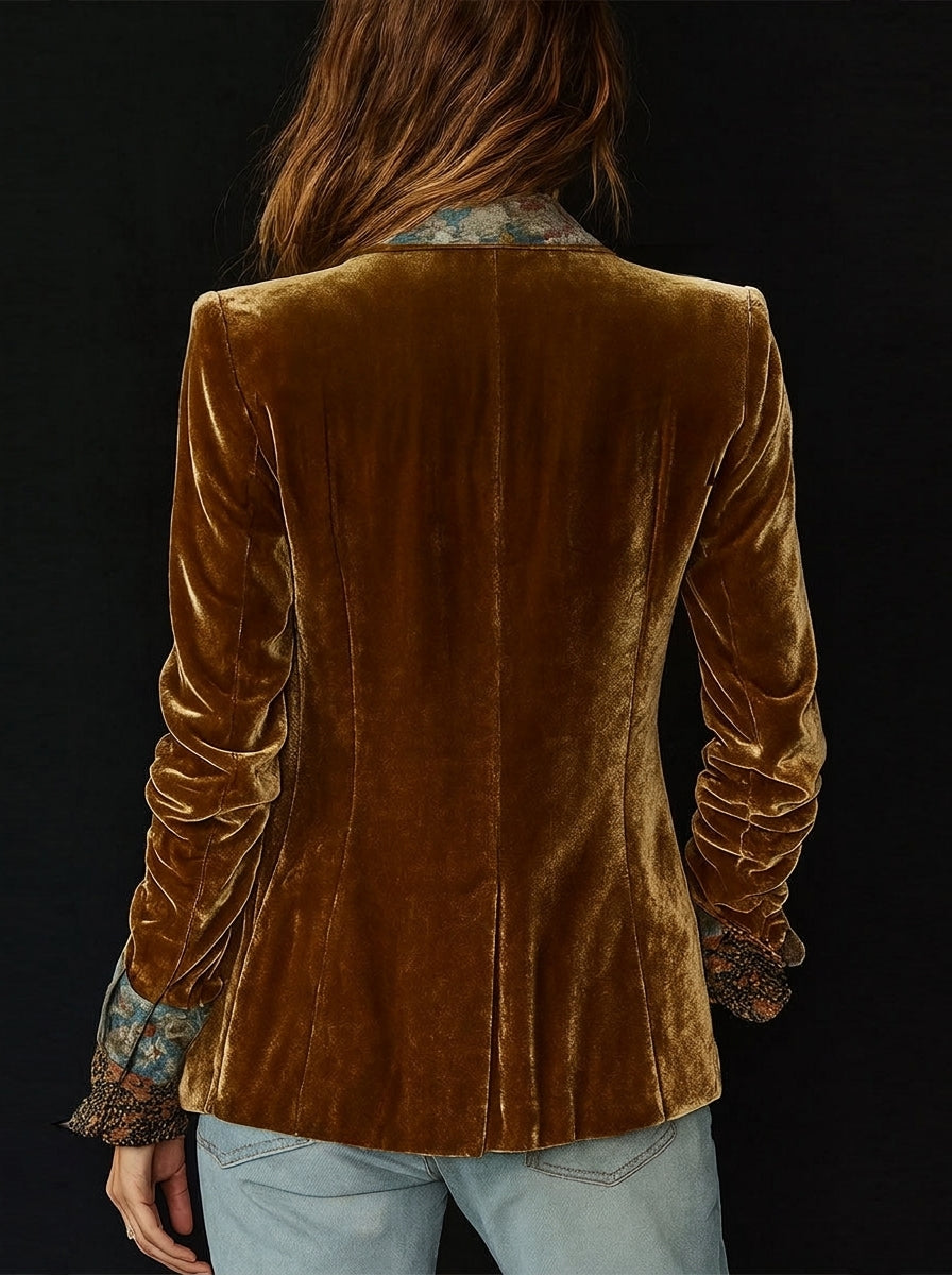 Martine – Blazer patchwork à fleurs vintage