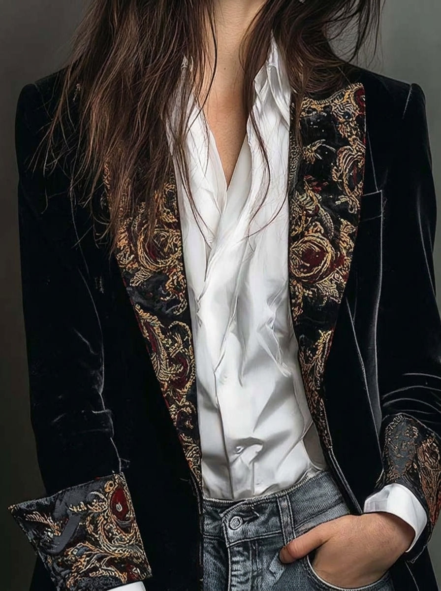 Isabelle – Blazer cintré à motif baroque