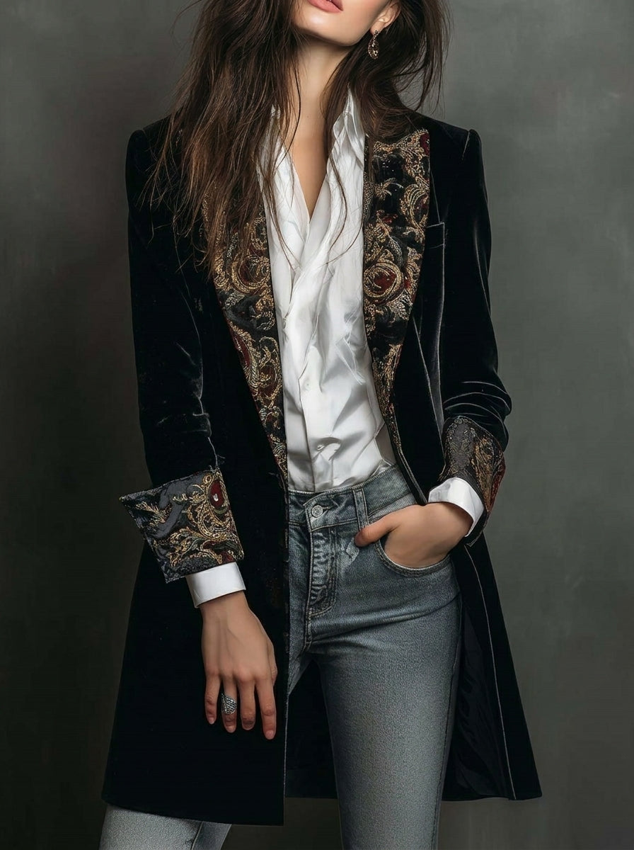 Isabelle – Blazer cintré à motif baroque