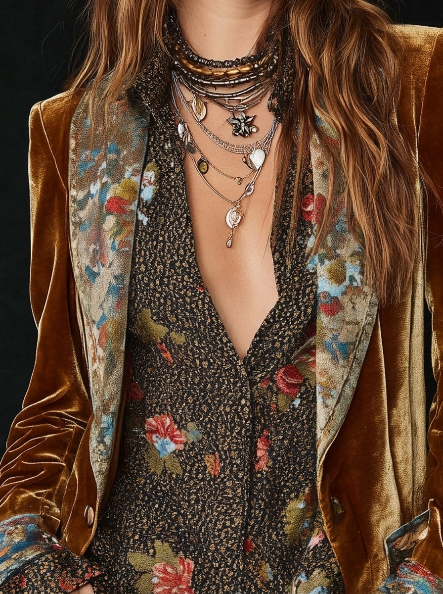 Martine – Blazer patchwork à fleurs vintage