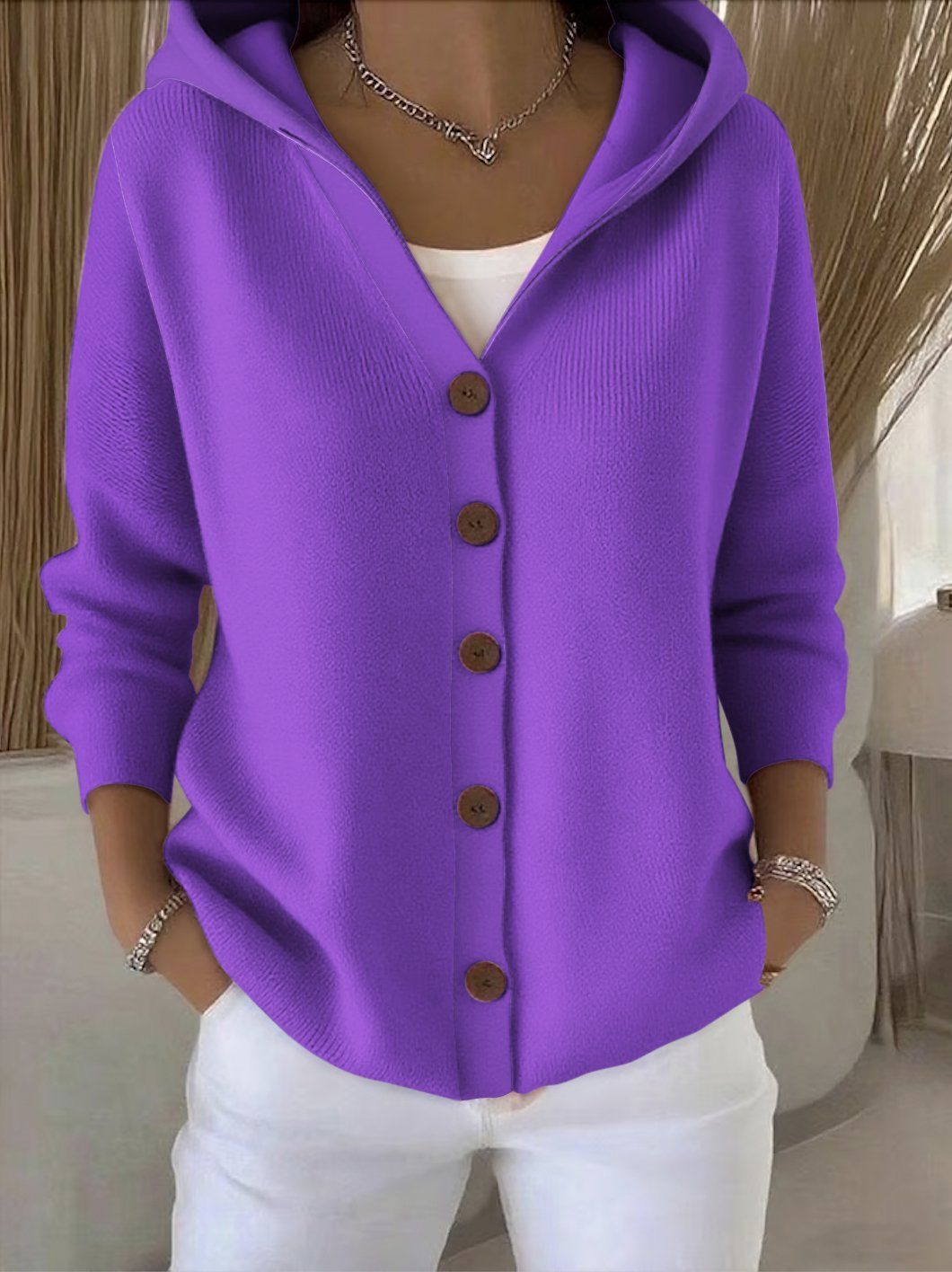 Gilet à capuche Lucie Paris – Week-end à Deauville, coloris violet