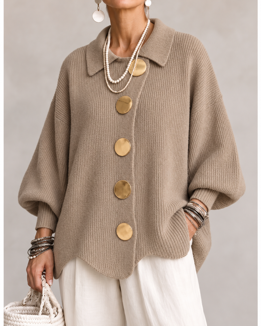 Gilet oversize Lucie Paris – Édition Dorée, coloris camel