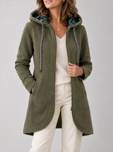 Veste longue à capuche Lucie Paris – Balade en Forêt, coloris vert