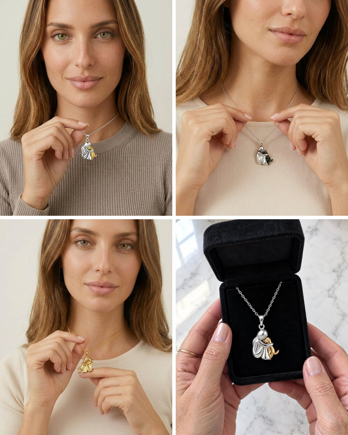 Collier L'Étreinte porté